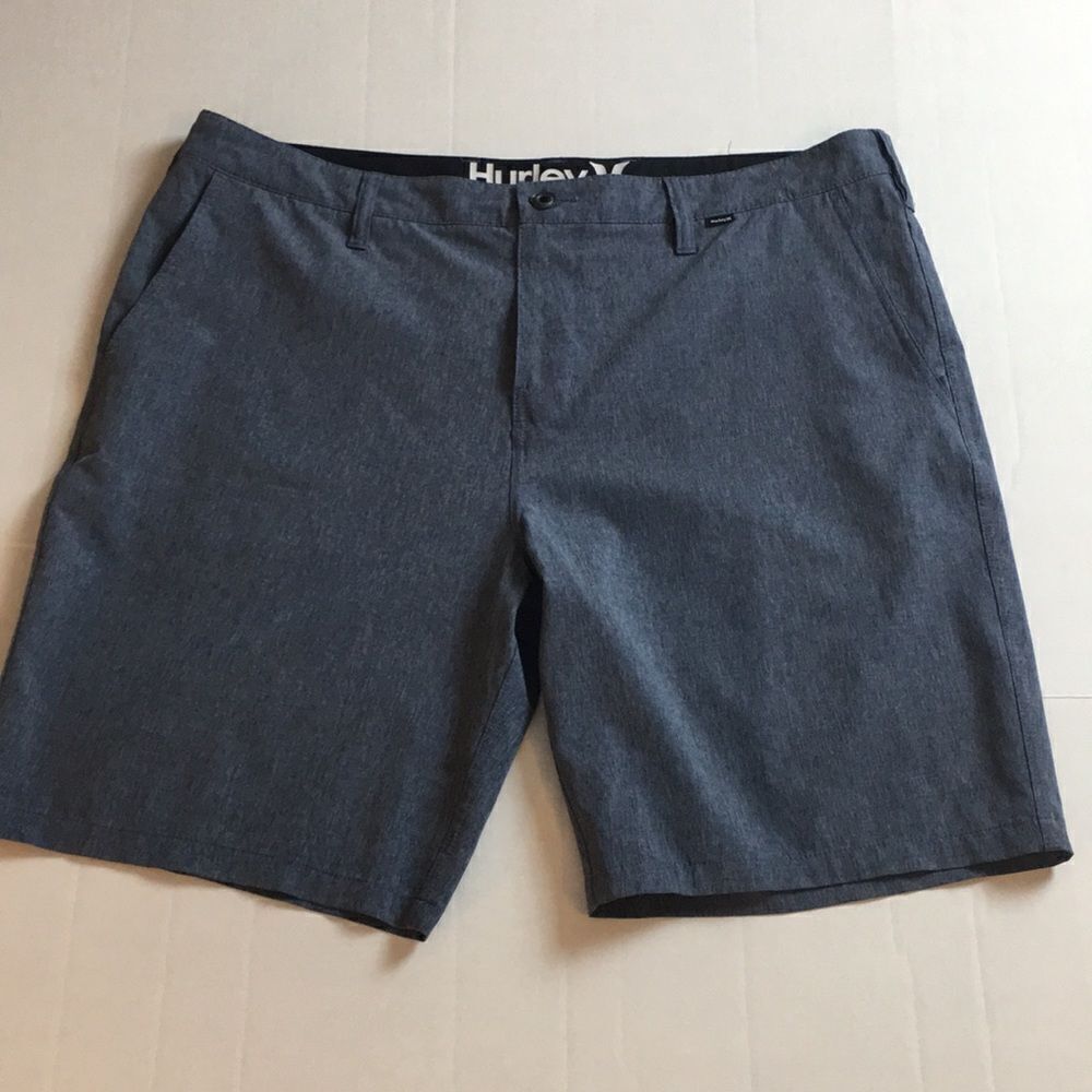 Hurley Phantom Heathered Blue Lightweight Performance Polyester Shorts Sz 38